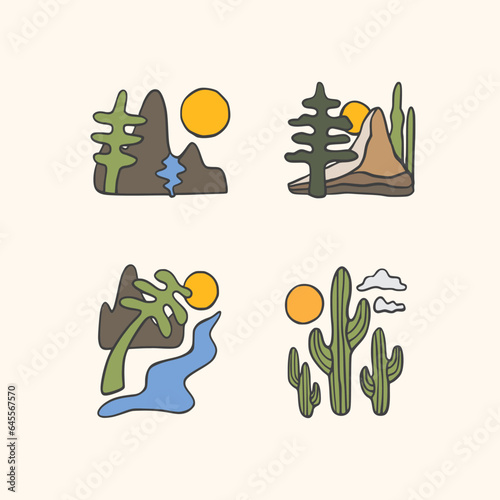 Minimalist vintage outdoor adventure hand drawn vector illustration