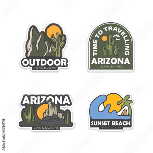 Sticker vintage outdoor logo vector illustration great for shirt, emblem, or label