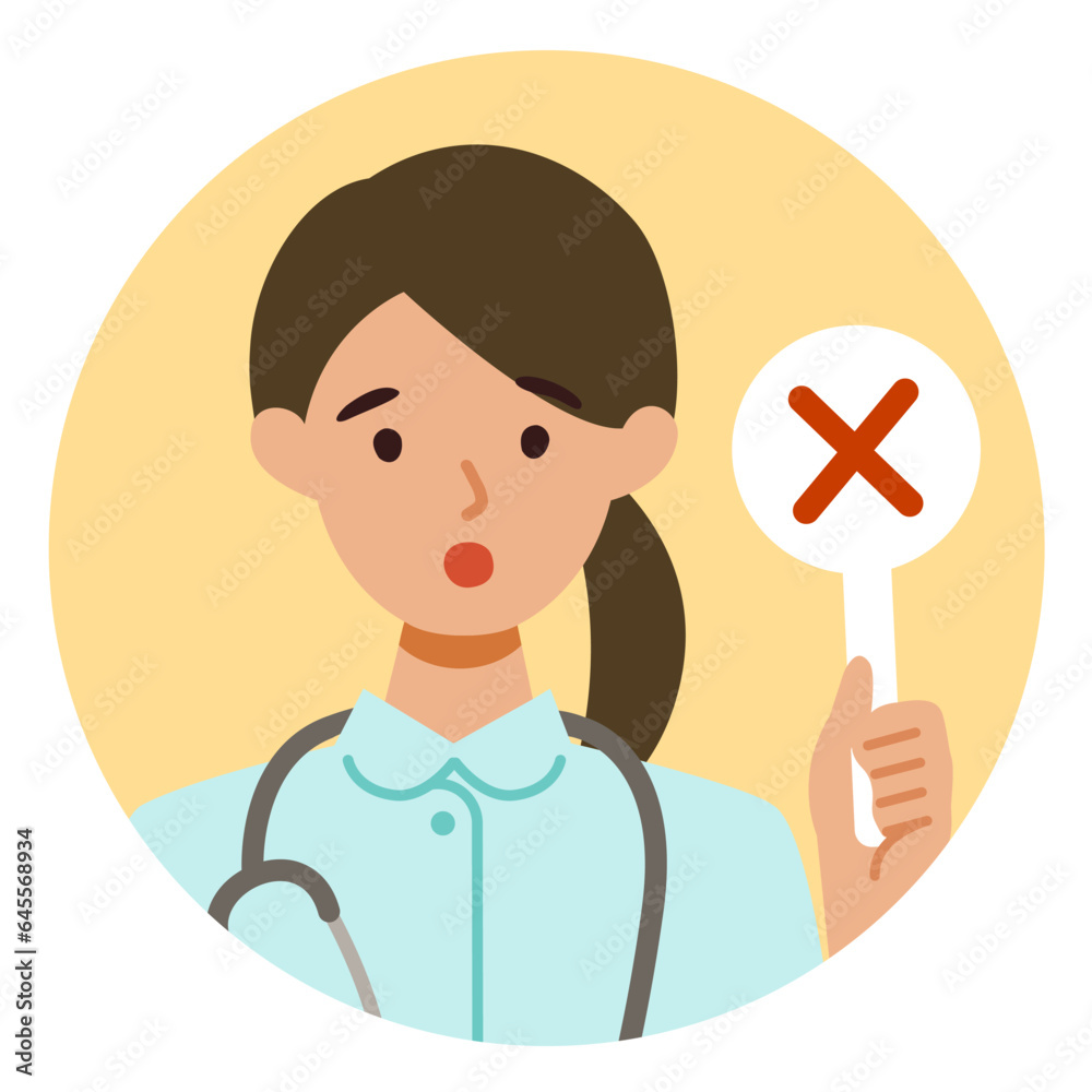 Working nurse Woman. Healthcare conceptWoman cartoon character. People face profiles avatars and icons. Close up image of Woman having warning expression . Working nurse Woman. Healthcare conceptWoman cartoon character. People face profiles avatars and icons. Close up image of Woman having warning expression .