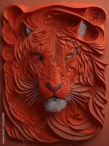 fractal with paper in the shape of a tiger