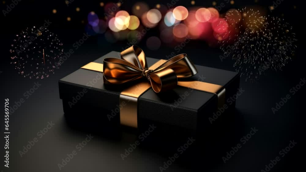 black gift box with gold tape for black friday video background looping black gift box with gold tape for black friday video background looping