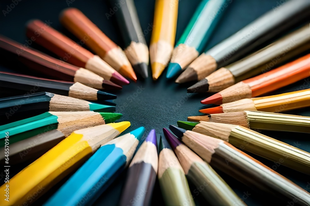 Fototapeta premium color pencils on black background