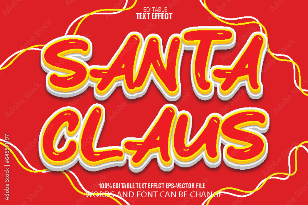 Santa Claus Editable Text Effect 3D Cartoon Style