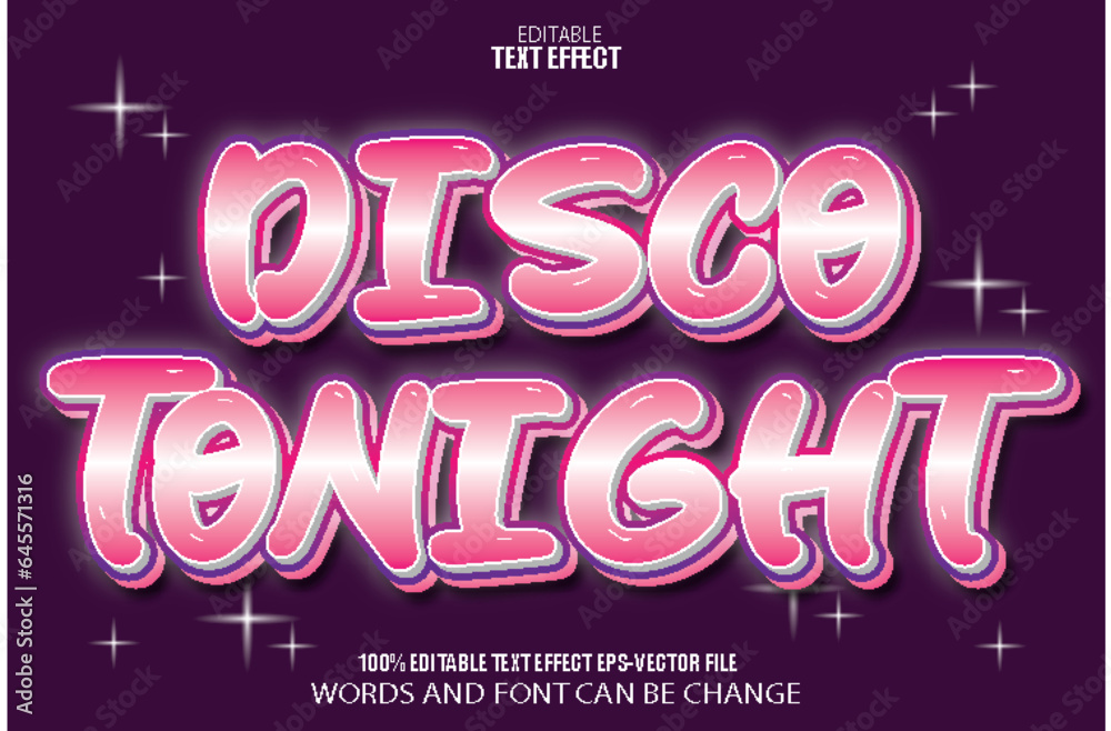 Disco Tonight Editable Text Effect 3D Modern Style Disco Tonight Editable Text Effect 3D Modern Style