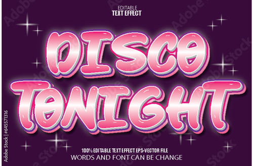 Disco Tonight Editable Text Effect 3D Modern Style