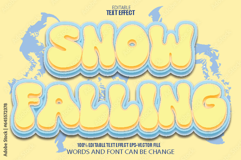 Snow Falling Editable Text Effect 3D Cartoon Style