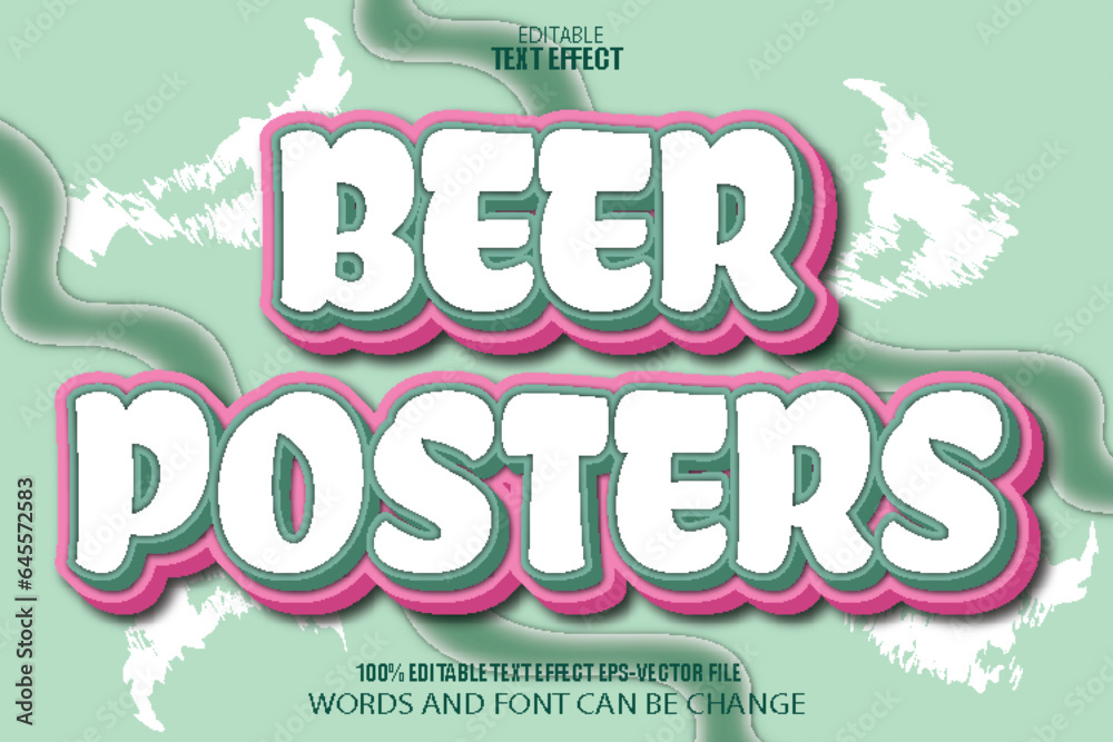 Beer Posters Editable Text Effect 3D Flat Gradient Style