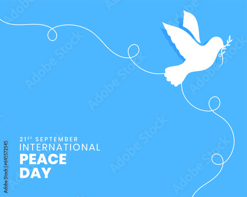 21st september international peace day poster with papercut dove