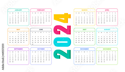 stylish 2024 english calendar template manage time and tasks