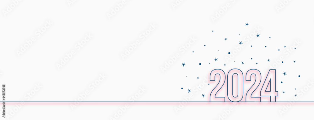 line style 2024 new year festive invitation banner with text space line style 2024 new year festive invitation banner with text space