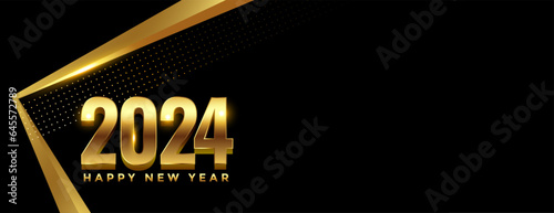 3d style 2024 golden text new year greeting wallpaper design