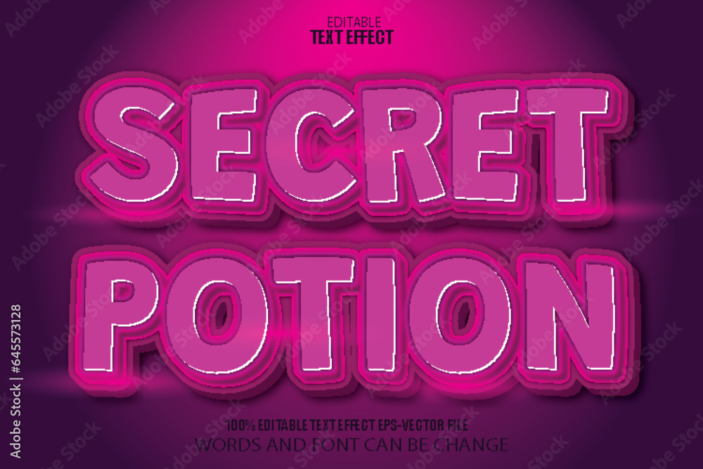Secret Potion Editable Text Effect 3D Cartoon Style