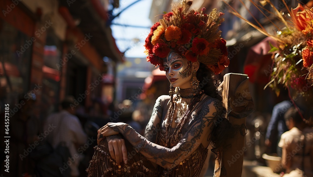 participant on a carnival of the Day of the Dead.