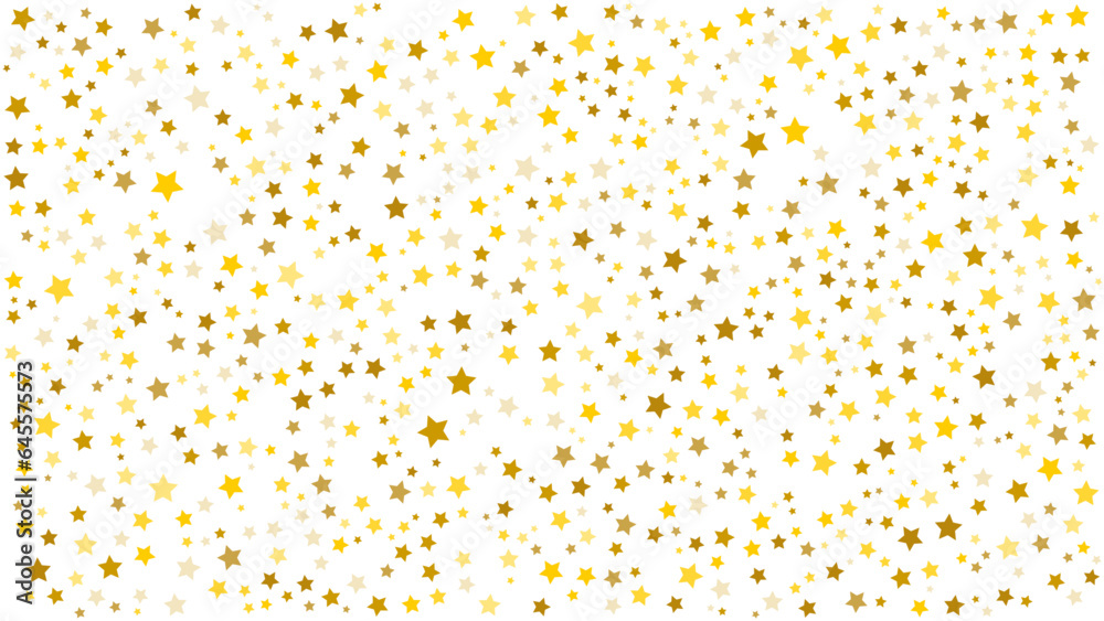 Stars confetti seamless background for christmas time in golden color.