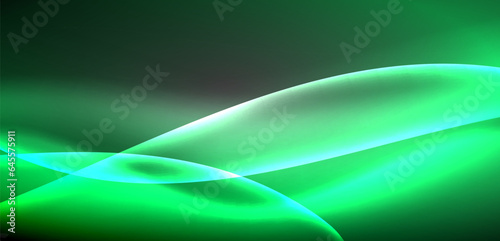 Neon-lit waves surge across background, mesmerizing dance of luminescence and motion. Dynamic backdrop captures essence of energy and modern aesthetics