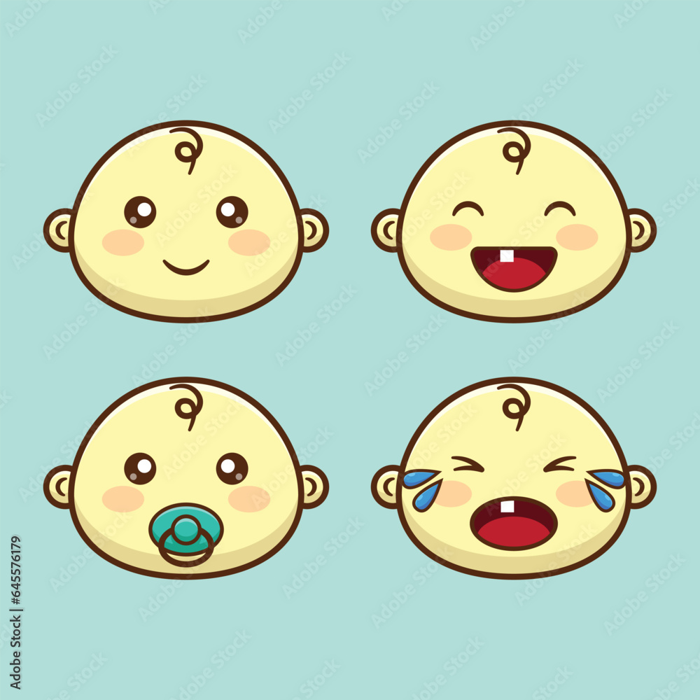 Fototapeta premium cute baby emoticon clipart cartoon vector illustration