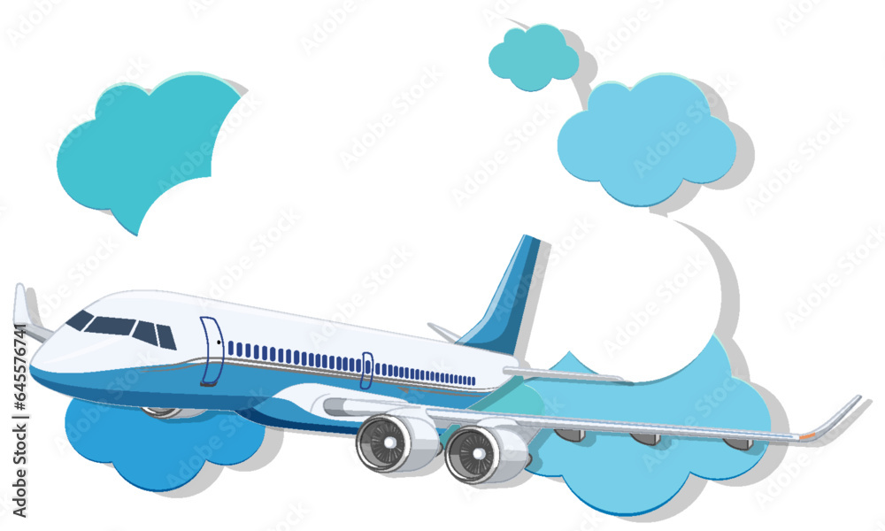 Commercial Airline Airplane Flying in Blue Sky
