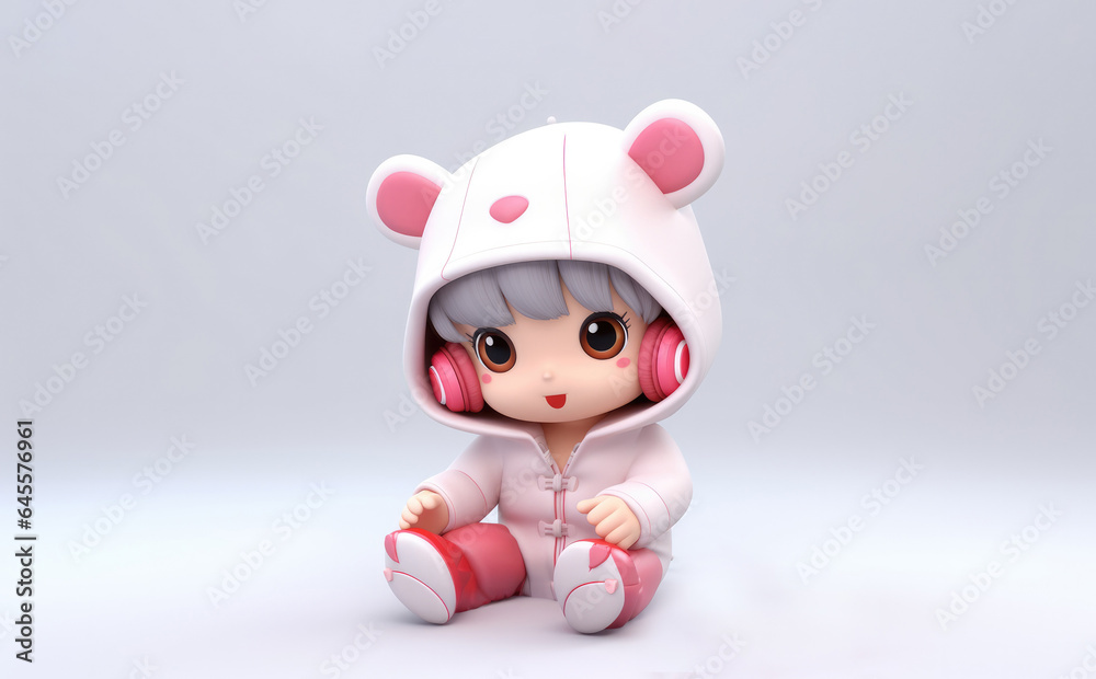 Naklejka premium Kawaii 3d character