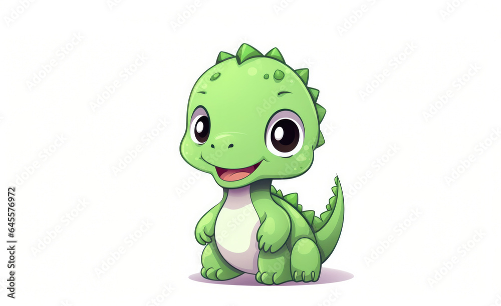 Fototapeta premium Cute baby dinosaur on white background