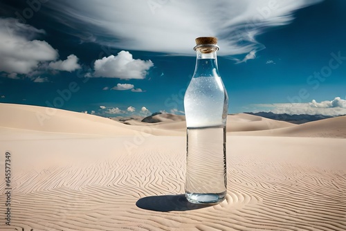 bottle of water in desert