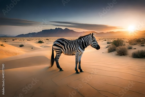 zebra at sunset