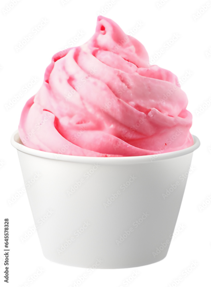 Mockup ice cream pink strawberry texture scoop on white blank empty ...