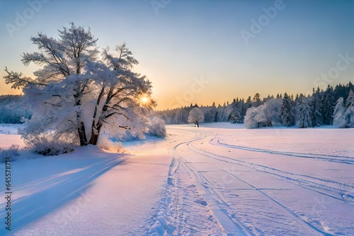 winter landscape with snow and trees
