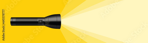 realistic torch and light beam illustration. An illustration of an electric bulb and light striking forward.