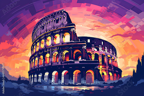 Abstract of the Colosseum in Rome illustration art background