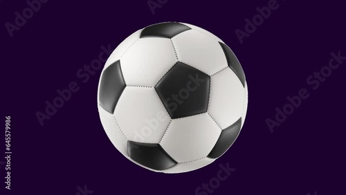 Soccer ball spinning. Alpha channel. Seamless looping.