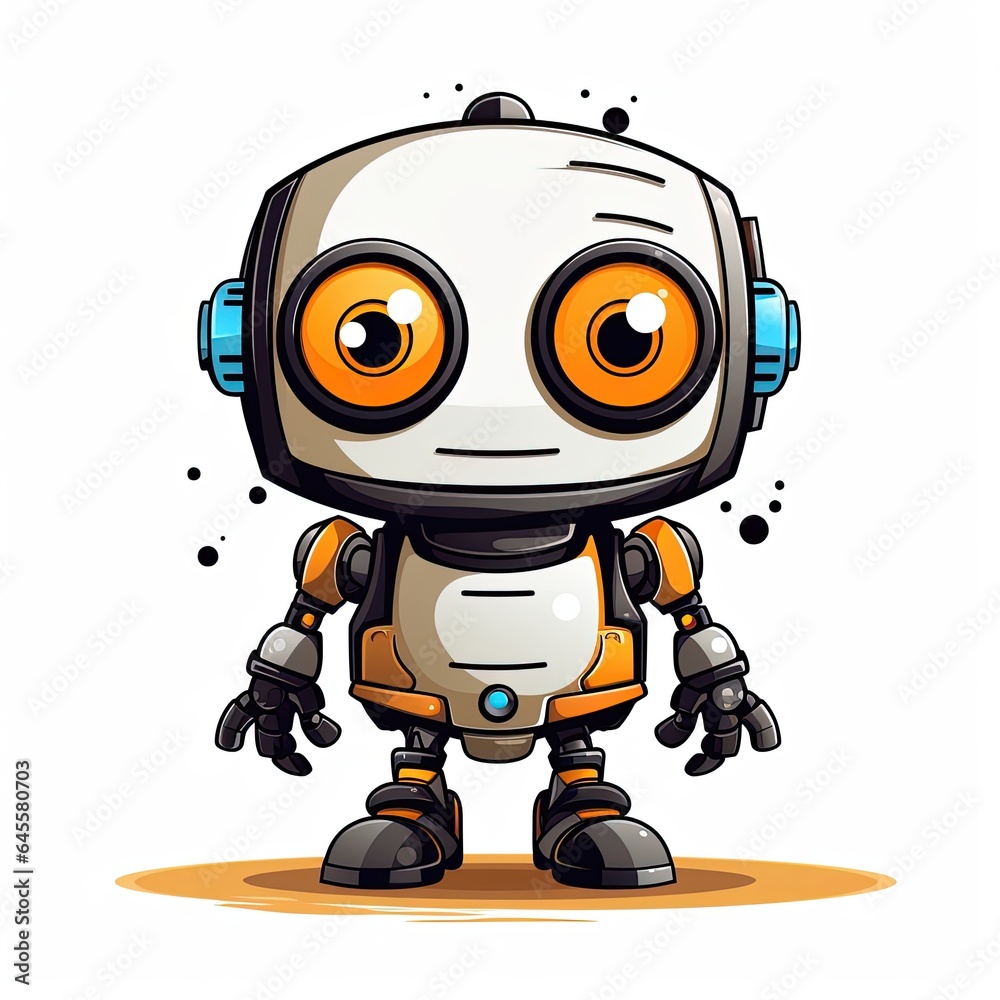 Cute Cartoon Robot isolated on a white background Cute Cartoon Robot isolated on a white background