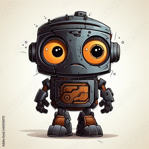 Cute Cartoon Robot isolated on a white background