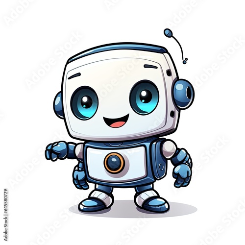 Cute Cartoon Robot isolated on a white background