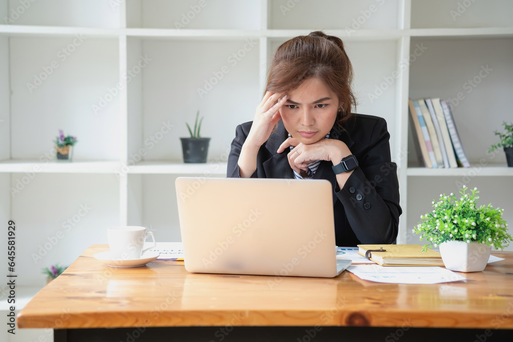 Concept Burnout Syndrome. Businessman feels uncomfortable working. Which is caused by stress, accumulated from unsuccessful work And less resting body. Consult a specialist psychiatrist. Concept Burnout Syndrome. Businessman feels uncomfortable working. Which is caused by stress, accumulated from unsuccessful work And less resting body. Consult a specialist psychiatrist.