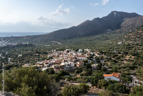 panoramic landscape with elements of the landscape of the island of Crete on a summer day