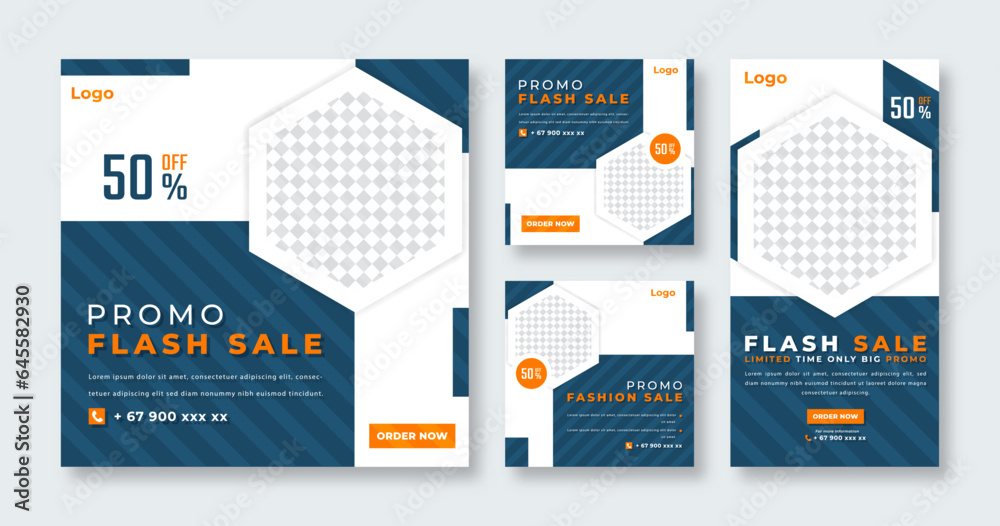 Flash Sale Social Media Post for Online Marketing Promotion Banner, Story and Web Internet Ads Flyer