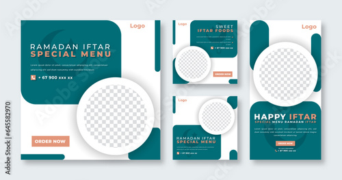 Ramadan Iftar Social Media Post for Online Marketing Promotion Banner, Story and Web Internet Ads Flyer