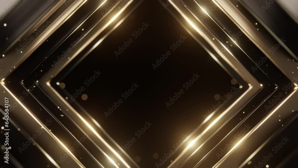 rectangle geometric gold background, light sweep line glowing, particles gol, 4k resolution
