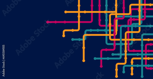 Circuit connect lines and dots. Network technology and Connection concept. Decentralized network nodes connections