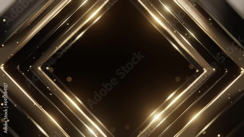 rectangle geometric gold background, light sweep line glowing, particles gol, 4k resolution