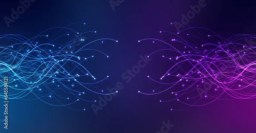 Ai technology. Concept of artificial intelligence. Blue and dots lines. Digital, communication, science, networks