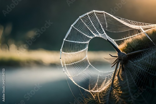 spider web with dew drops