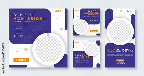 School Admission Social Media Post for Online Marketing Promotion Banner, Story and Web Internet Ads Flyer