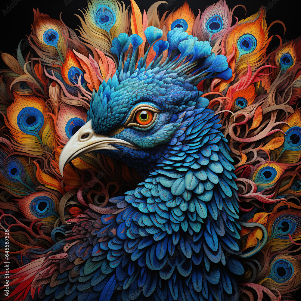Obraz premium Image of a peacock beautiful. Bird. Wildlife Animals., Generative AI, Illustration.