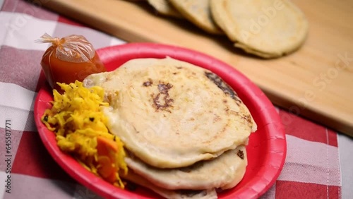 macro close-up video showcasing El Salvador's mouthwatering pupusas, a Central American culinary masterpiece