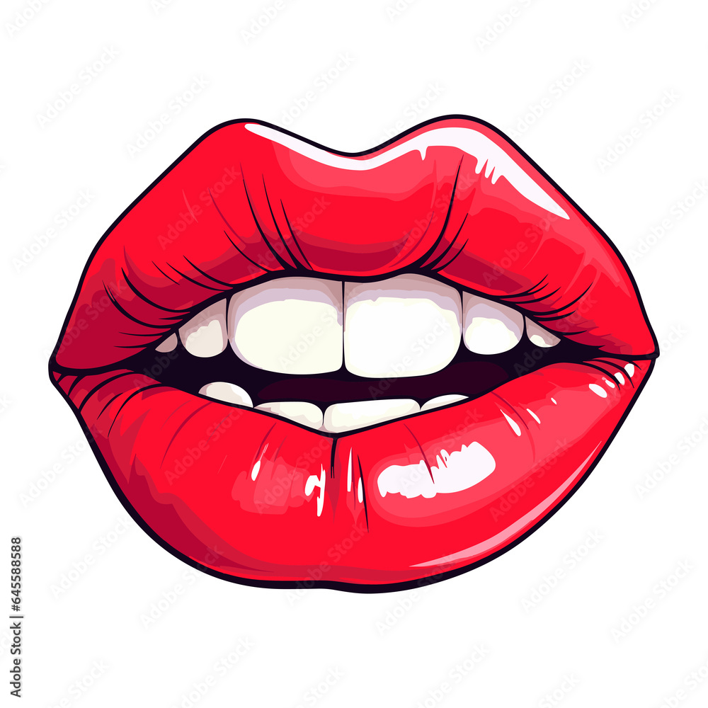 Beautiful female lips in red lipstick hand sketch illustration Beautiful female lips in red lipstick hand sketch illustration