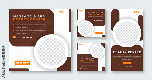 Spa and Massage Social Media Post for Online Marketing Promotion Banner, Story and Web Internet Ads Flyer
