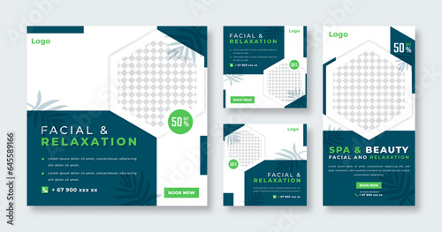 Spa and Massage Social Media Post for Online Marketing Promotion Banner, Story and Web Internet Ads Flyer