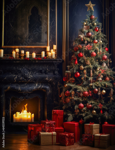 Weihnachtsbaum in wohnlicher Umgebung, Christmas tree in home environment
