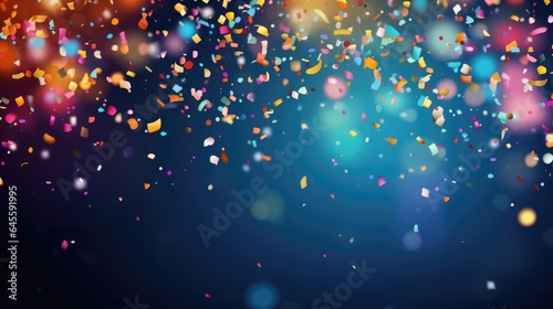 Glittering confetti showering down, vibrant colors everywhere, celebration in the air.